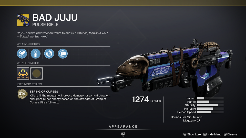 Destiny 2 Bad JuJu Pulse Rifle Replica - Official Bungie Rewards