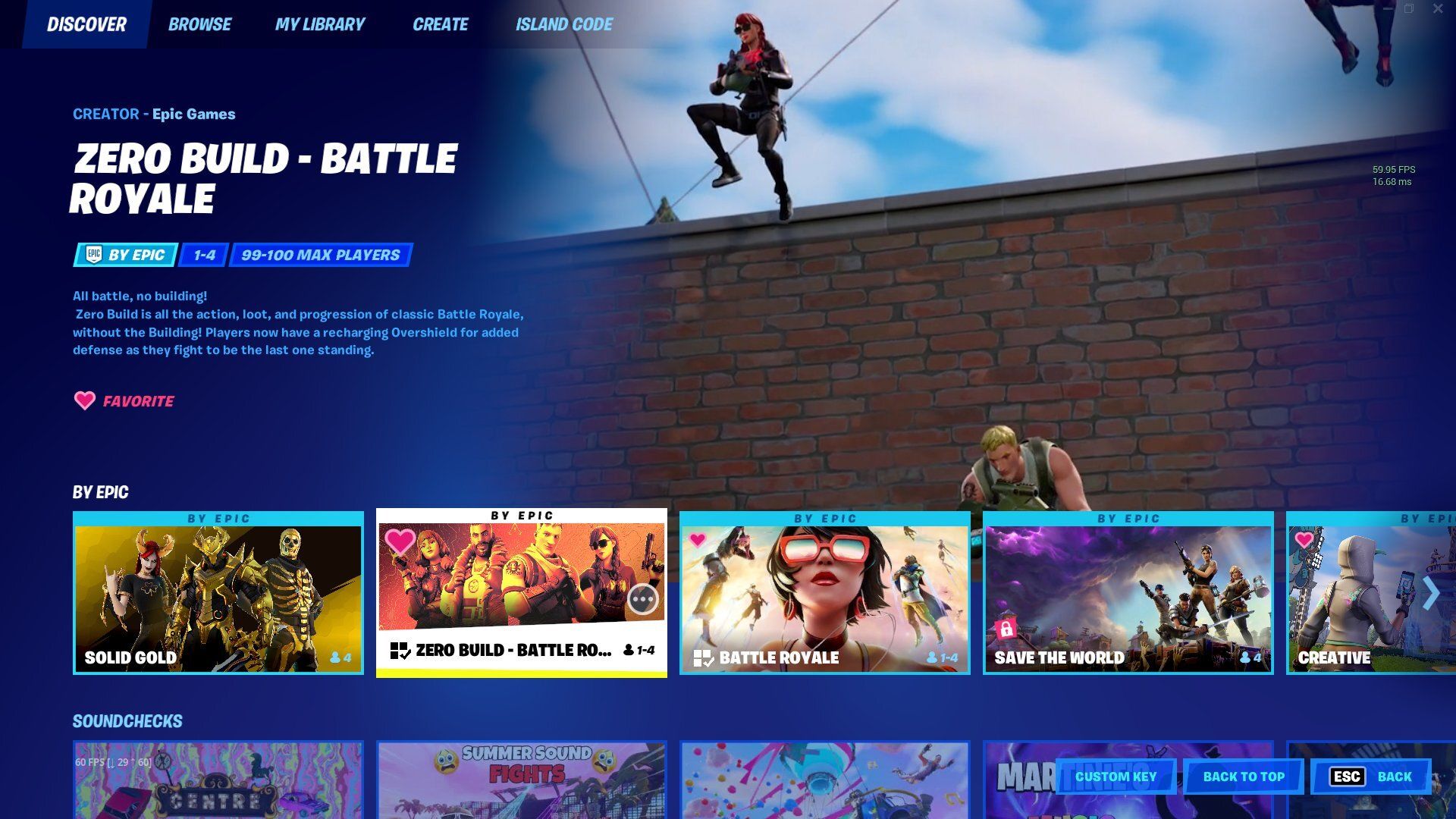 Load into the Lobby in Fortnite - Game Mode Select Screen Removed