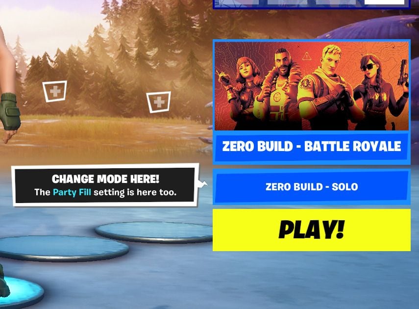 Load into the Lobby in Fortnite - Game Mode Select Screen Removed