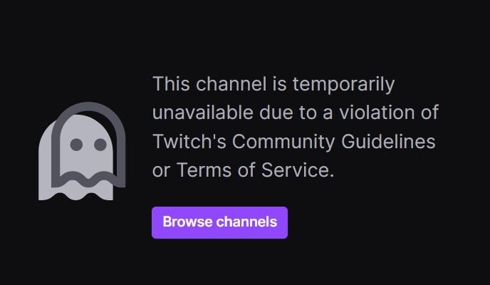 Twitch message on banned account