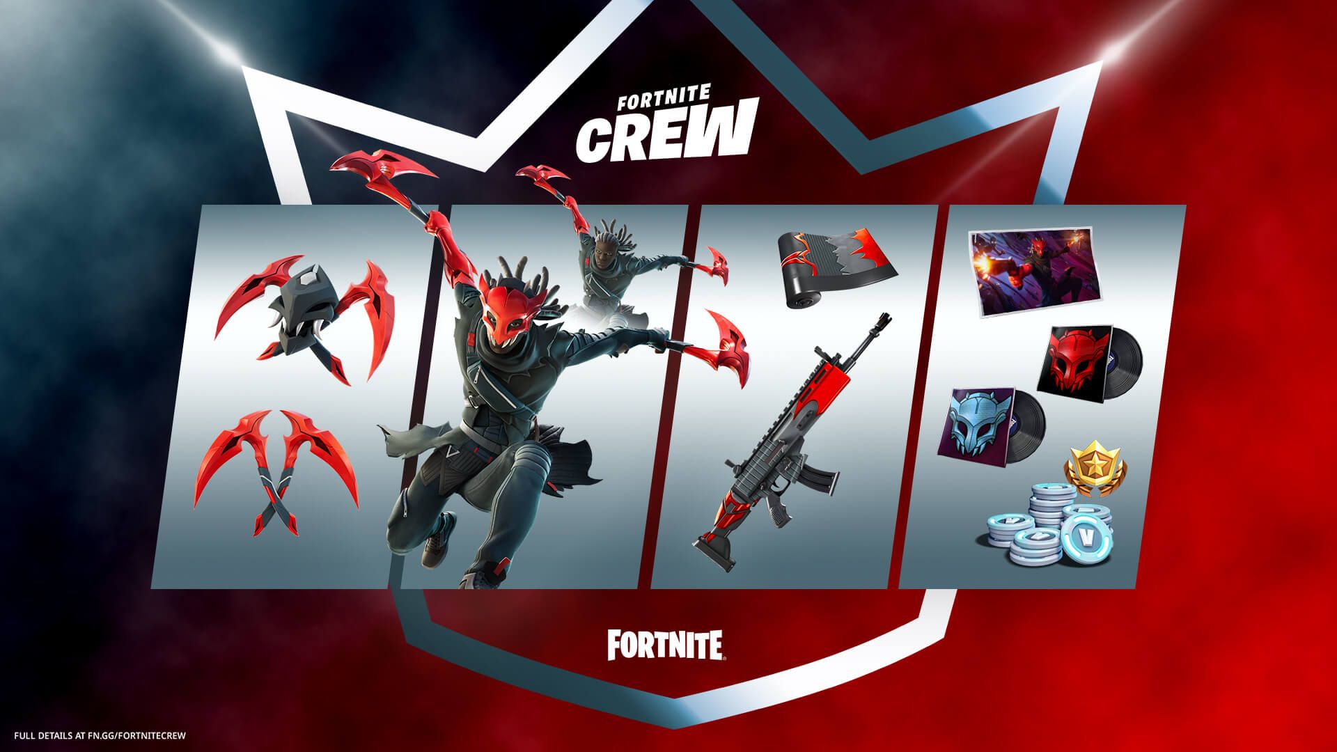 Fortnite Crew October 2022 Exclusive Red Claw Skin + Season 4 Battle