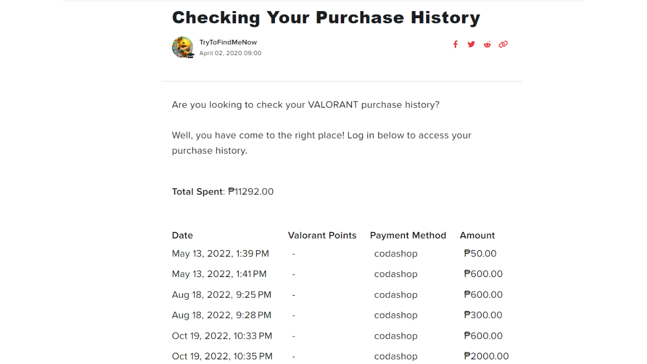 how to check purchase history in valorant