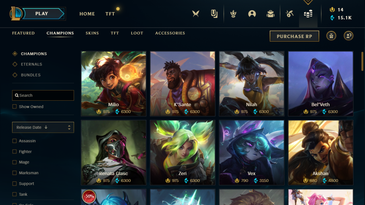 League of Legends Champions Store 