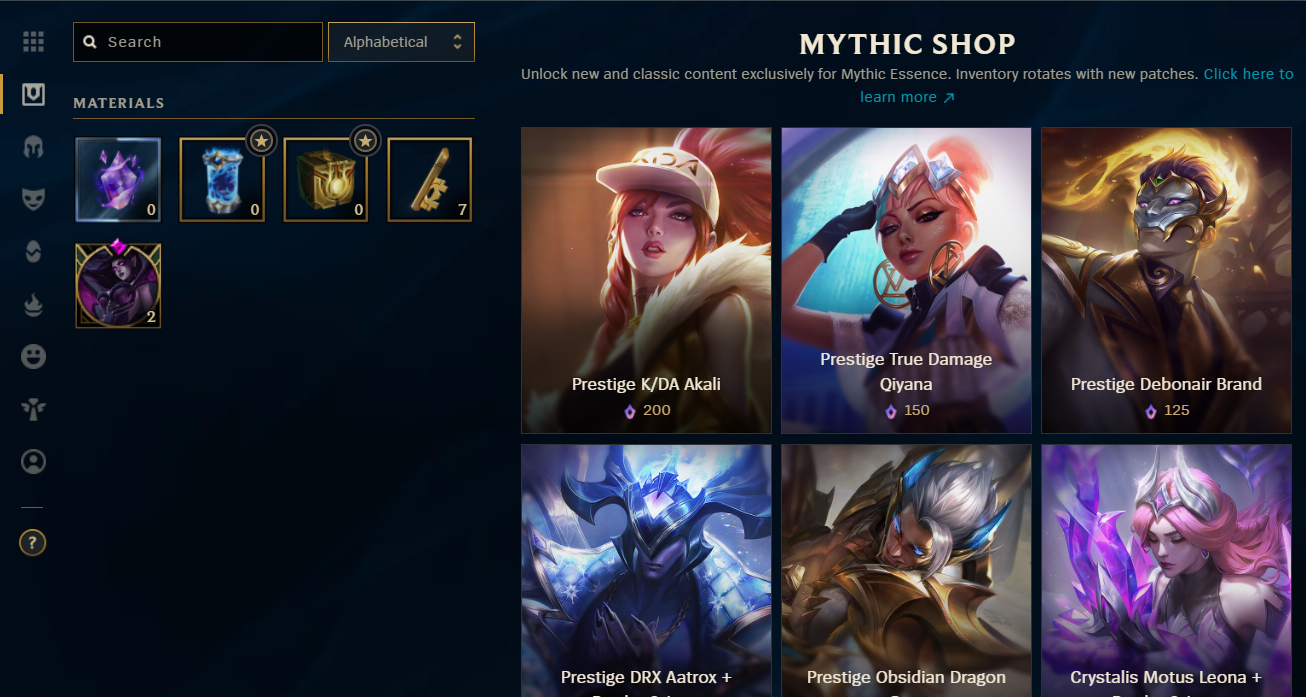 League of Legends Mythic Shop 2023 - prestige skins