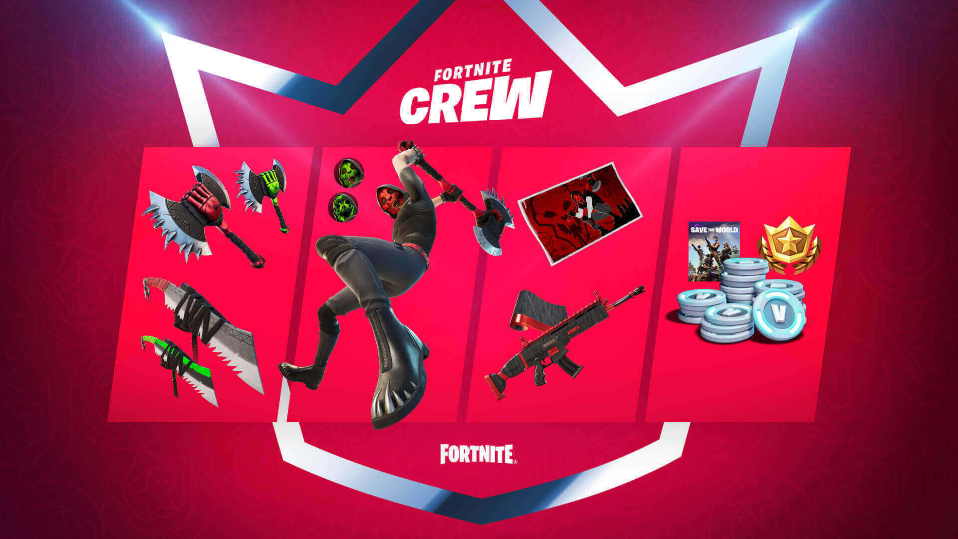May S Fortnite Crew Pack Arrives Friday Night Exclusive Deimos Skin Save The World Access