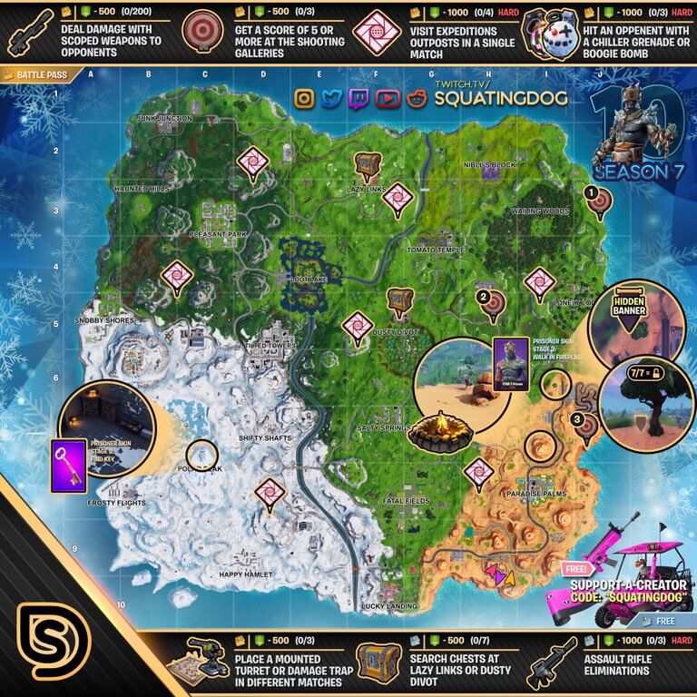 Fortnite Season 10 Challenge Tracker Season 7 Week 10 Challenges Cheat Sheet By Thesquattingdog